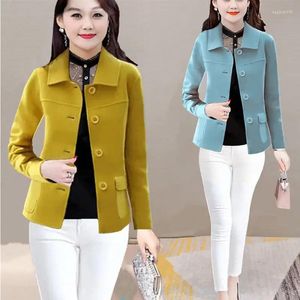 Kvinnorjackor Kvinnor Woolen Coat 2024 Spring Autumn Thin Wool Jacka Kvinnliga rockar Damer Elegant Fashion I12