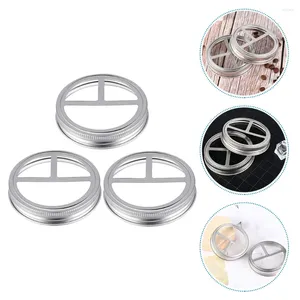 Dinnerware 3Pcs Mason Jar Lid Stainless Steel Toothbrush Holder Cover Lids