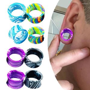 Hoop örhängen 1 par Multicolor Hollow Ear Plug Tunnel Earring Flesh Punk Baked Piercing Expander Rostfritt stål Färgsmycken