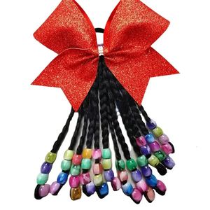 Grandes contas de cabelo acessórios de rabo de cavalo crianças laços de cabelo com glitter cheer arco meninas bolas de cabelo elásticas para o natal 240105