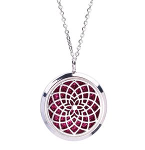 Magnetic Open Sun Mandala Pendant Aroma Perfume Essential Oil Diffuser Locket Stainless Steel Necklace Jewelry for Women Gift9465990
