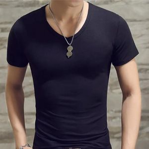 Summer Pure Cotton T-Shirt Men's Simple V-Neck Top Tee Solid Color Men's Clothing T-Shirt M-3XL TOP TEE 240105