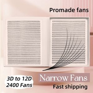 Smala 2400 fans fransar xxl mega magasin premade smal volym fläkt ultra mörk spetsig bas promade fans eyelash förlängningar leveranser 240104