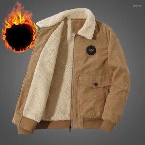 Herrjackor Autumn Winter Men Berber fleece varm corduroy tjock streetwear mode mångsidig casual stativ krage långärmad rockar