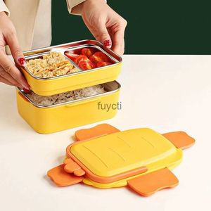 Bento Boxes 304 Нержавеющая сталь Ланч-бокс для детей Студент Двухслойный Cute Bento Портативный Творческий Кемпинг Пикник Кухня Контейнер для еды YQ240105