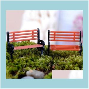Garden Decorations Crafts Mini Modern Park Benches Miniature Fairy Miniatures Accessories Toys For Doll House Courtyard Decora Dhxau Dhukv