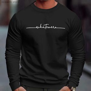 Mäns T-shirts 2023 Men's Long Sleeve T-shirt Solid Color Autumn Casual Mens T Shirt Högkvalitativa mäns toppar Klassiska klädklappar Men's Long Sleeve T240105