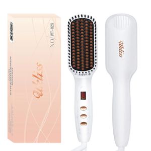 Ukliss Professional Hair Straightener Brush Comb lcdディスプレイ電気加熱抗静的セラミックストレートレッド240104