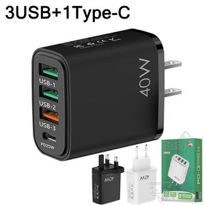 3USB+1PD Multi port wall adapters phone laptop charger EU US UK portable chargers mobile phone chargers