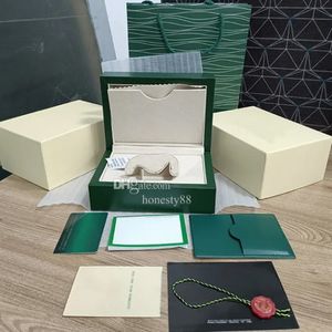 Designer Green Watch Box luksusowe pudełka męskie oryginalne wewnętrzne i zewnętrzne zegarek dla kobiet zegarek męski Zielone pudełka broszury akcesoria certyfikat torebka