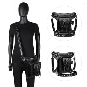 Sacos de armazenamento Bolsa de corrente feminina Steampunk Rivet Motocicleta Mulheres Ombro Crossbody Travel Fanny Pack