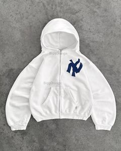 Harajuku y2k retro mönster tryckt cardigan hoodie kvinnor casual lös mäns hip hop sport långärmad gata huva tröja 240104