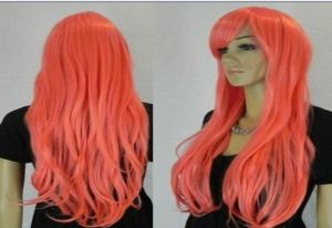 100 Brand New High Quality Fashion Picture full lace wigsgtgtNew Long Peach RED Wavy Cosplay WigFashion WIGS2646682