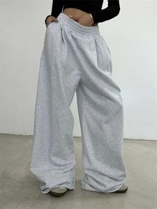 Kadın Pantolon Deeptown Y2K Vintage Bol Gri Sweetpants Kadın Kore Moda Temel Geniş Bacak Joggers Büyük boy retro 90'lar siyah sporlar