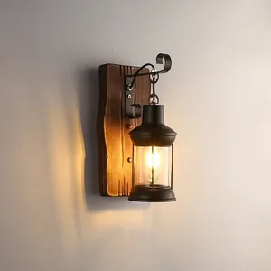 Lampa ścienna American Retro Industrial Wind Loft Solid Wood Creative Personality Bar Cafe Restaurant Boat Lights