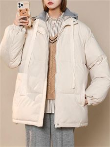 Parkas ytimoky branco oversized casaco feminino outono inverno 2022 moda coreana y2k jaquetas soltas zíper até senhoras parkas com capuz preto