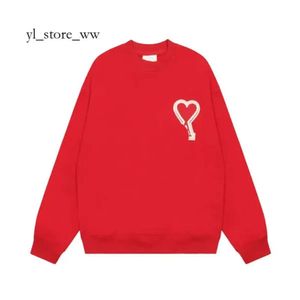 Women's Ami Hoodie Sweaters Male and Female Amis Designer Quality Sweater Embroidered Red Love Winter Round Neck Jumper Amis Hoody 8453
