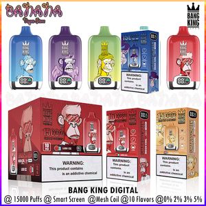 Аутентичные Bang King Digital 15000 Puffs Smart Screen Одноразовая вейп-ручка с сетчатой катушкой Перезаряжаемые электронные сигареты 10 вкусов Puff 15K Vaper против Fumot Digital Box 12000 12K