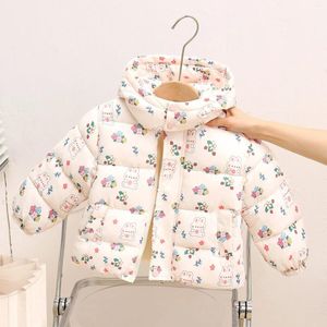 Casaco para baixo crianças jaqueta de inverno bebê menino menina tigre impressão algodão com capuz crianças floral quente pelúcia parka traje meninas roupas