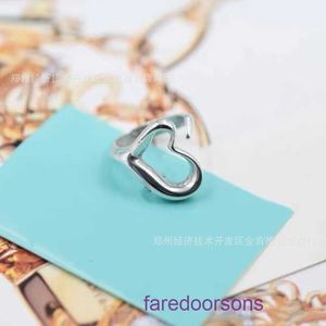 Tifannissm Designer Rings designer jewelry ring T Family 925 Silver Heart Open Ring Simple and Personalized shaped Have Original Box