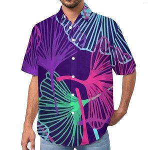 Camisas casuales para hombres Diseñador de impresión Hojas amarillas Camisa de vacaciones Blusas frescas hawaianas Hombre Gráfico Tamaño grande