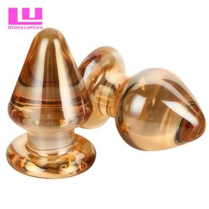 55mm Large Crystal Butt Plug Vagina Ball Big Glass Anal Dildo Bead Fake Penis Adult MasturbateSex Toys for Women Men Gay 240105