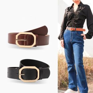 Belts Fashion Versatile Women Belt PU Leather Metal Pin Buckle Leisure Dress Jeans Wild Waistband Lady Luxury Designer Brand