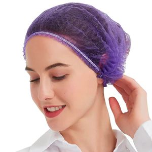 100pack engångshårkapslar 21 tum nonvävda Net Elastic Cap Head Cover Hats för kosmetik Beauty Salon Shower 240105