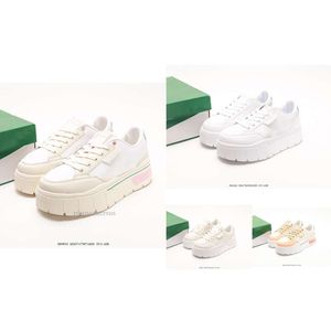 Designer Leather Lace Up Fashion Platform Sneakers White Womens Veet Casual Shoes Chaussures De maze stack luxe Mayze CLlights Wn S 389853