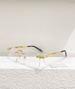 Titanium Classic Luxury Designer Solglasögon Frame Ultralight Glasses Business Casual Men Women Gold Silver Coffee Rimless Eyeglass2174279