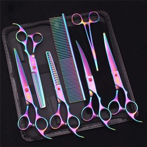 7 Professional Pet Dog Scissors Stainless Steel Thinning Cutting Shears Dogs Cats Grooming Hair Trimming Tools Z3003 240104