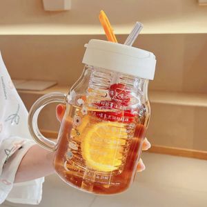 850/550 ml Glas-Wasserflasche mit Tee-Ei-Filter, niedliche tragbare Trinkflasche, Kaffeetassen, Milch, Kürbisbecher, Geschenk für Mädchen 240104