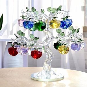 Cristal bpple árvore ornamento fengshui vidro artesanato estatuetas de decoração para casa presentes do ano natal lembranças decoração ornamentos 201130241t