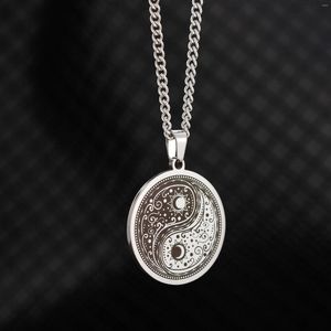 Anhänger Halsketten Edelstahl Mode Klassische Sonne Mond Yin Yang Taiji Halskette Für Männer Frauen Kreative Pullover Kette Schmuck Großhandel