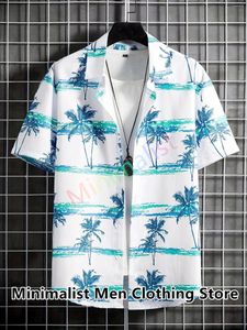 Men's Casual Shirts Hawaiian Shirt Short Sleeve Oversized Summer Beach Style 3D Printing Anime Palm Tree Pattern Male Clothes Luxury Tops