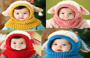 Novo pequeno cão ovelhas meninas criança sarja chapéus bebê inverno crochê malha chapéu cachecol conjunto criança quente balaclava boné esportes ao ar livre scar9103341