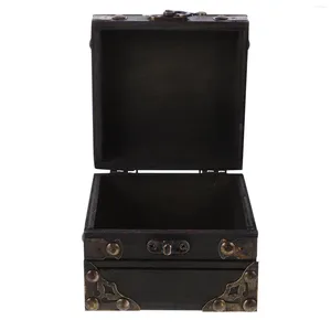 宝石ポーチ木製箱ヒンジ付き蓋の宝箱保存素朴なジュエリーの記念品の保管