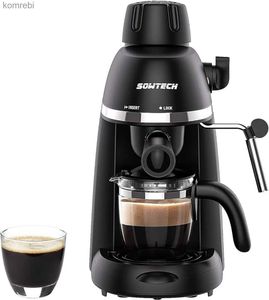 Cafeteiras Máquina de Café Cappuccino Latte Maker 3,5 Bar 1-4 Xícara com Batedor de Leite a Vapor Preto | EUA | NOVOL240105