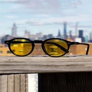 Retro mode solglasögon för män kvinnor vintage små runda ram solglasögon gula linsglasögon nyanser glasögon l220801307r