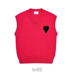 Amis Vest Ärmelloser Pullover mit V-Ausschnitt Paris Fashion Strickpullover High Street Sweat Winter Am i Heart Coeur Love Jacquard Amisweater Fv476be7