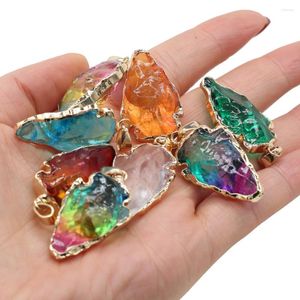 Ожерелья с подвесками, красивые натуральные кристаллы, красочные треугольные кварцевые подвески для женщин, изготовление ювелирных изделий, ожерелье «сделай сам», 20x30 мм