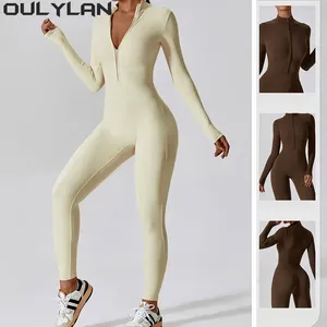 Aktywne zestawy Oulylan Bodysuit Tracksuit Kobiety Jumpsuits Oneal-Carte Sipper Zestaw Jogi z długim rękawem