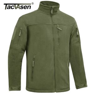 TACVASEN Winter Tactical Fleece Jacket Mens Zipper Pockets Jacket Thermal Warm Security Full Zip Fishing Work Coats Outwear Tops 240104