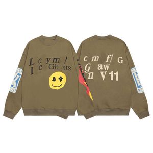 Fashion casual menswear designer Luxury KanyeS Smiley face graffiti print crewneck sweater High Street Chaopai loose comfortable pullover hoodie