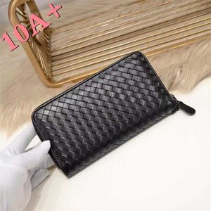 Men BU Original Original Single Layer Cowhide Woven Bag Clutch 1 고품질 지퍼 지갑 5A 2024 디자이너 카드 홀더 제조업체