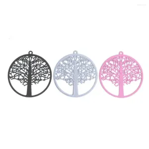 Pendant Necklaces DoreenBeads Fashion Copper Filigree Stamping Pendants Pink Gray Round Tree Style Jewelry DIY Findings Charms43mm X 40mm 10