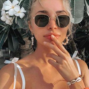 2022 Hexagon Sunglasses Women Brand Designer Small Square Sunglases Men Metal Frame Driving Fishing Glasses Zonnebril Mannen Y2205287Z