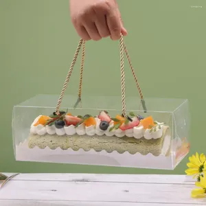 Geschenkpapier 20 Stück Kuchenboxen Tragbare wasserdichte Behälter Öldichtes PET Transparentes Design Rechteckige Brotrestaurantversorgung