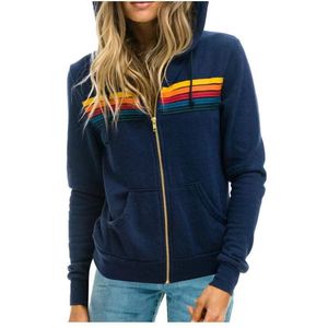 dapu kobiety kurtki europejskie i amerykańskie swobodne bluza z kapturem na długi czas mężczyźni swobodny sweter Sprężyny Spring Spring Rainbow Striped Spodnie dresowe preski dzianiny