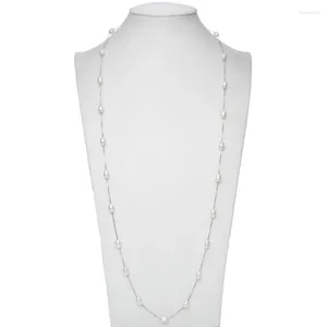 Ciondoli Collana di perle d'acqua dolce Gioielleria raffinata Girocollo bianco reale naturale goccia 7-8 mm per donna